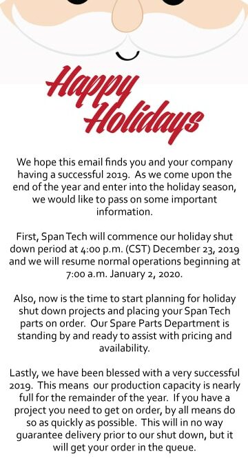 END OF YEAR HOLIDAY CLOSURES